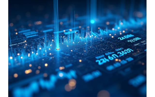 Représentation futuriste des technologies financières, avec des graphiques boursiers numériques sur des écrans translucides et des lignes de code, symbolisant l'innovation de Counselix France Investissements.