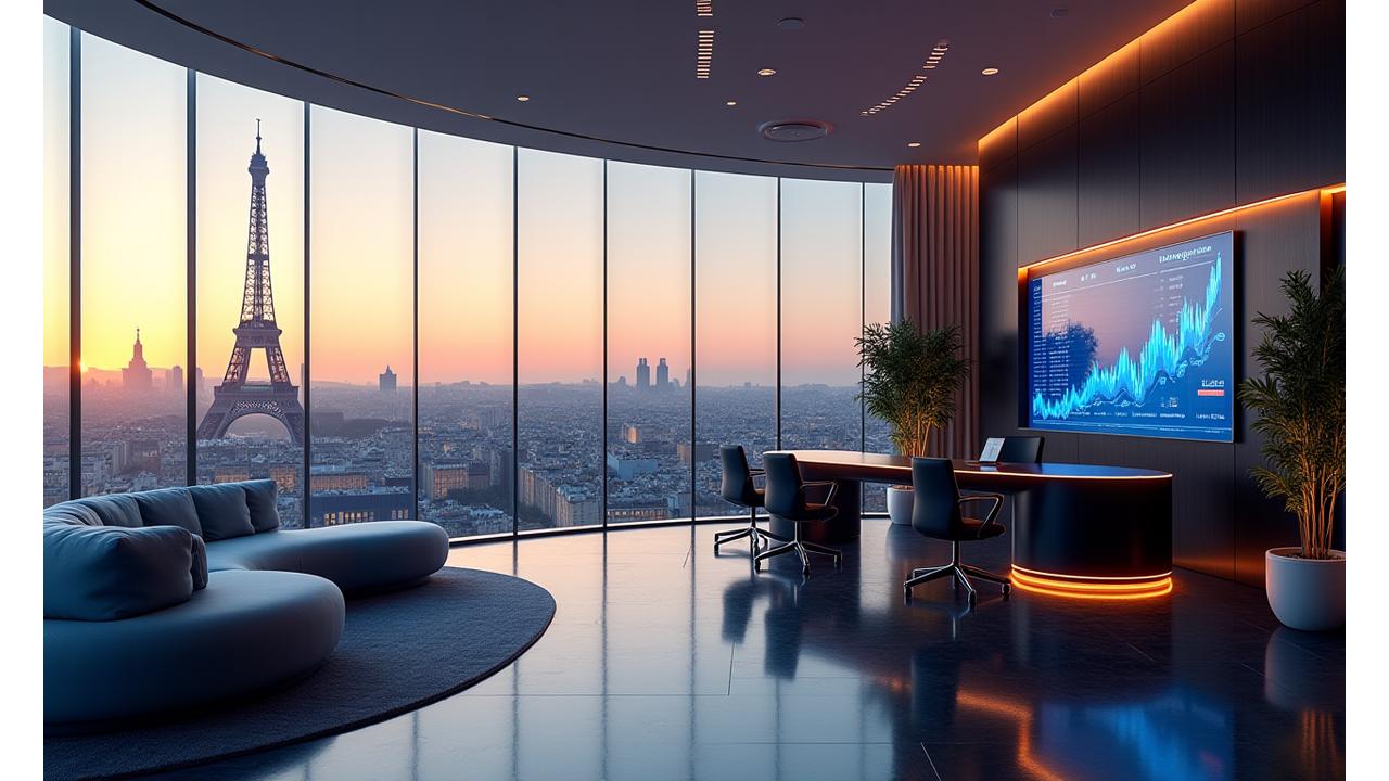 Vue moderne d'un bureau de finance à Paris, reflétant le professionnalisme et l'expertise de Counselix France Investissements.