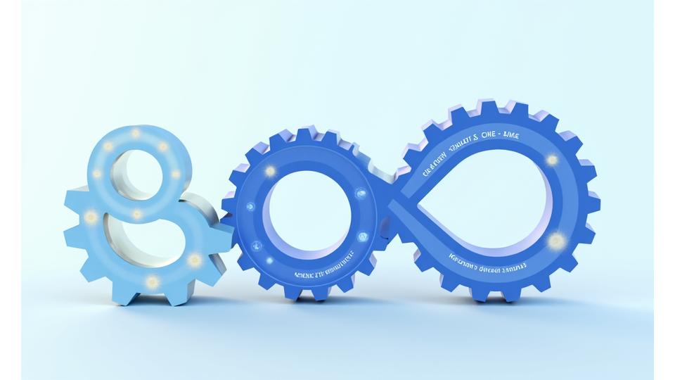 Symbole d'amélioration continue (cycle de Deming) avec des icônes représentant le plan, le faire, l'étudier, l'agir, et des engrenages pour l'optimisation continue.