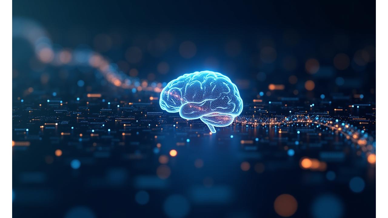 Visualisation 3D abstraite de l'optimisation de portefeuille via des algorithmes complexes, avec des lignes et des points lumineux représentant les données